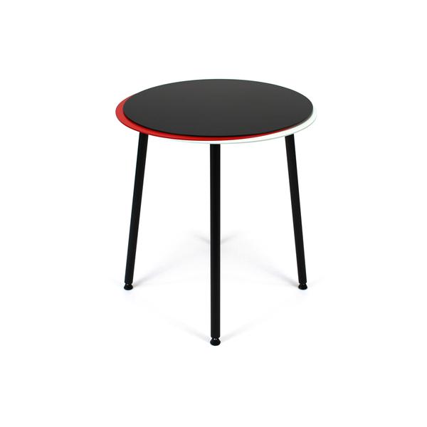 Stacked Side Table by Headsprung. In steel, Black/Red/White or White/Light Grey/Dark Grey