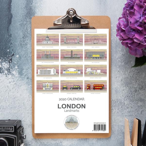 London 2020 calendar by Linescapes. 12 iconic buildings. 
