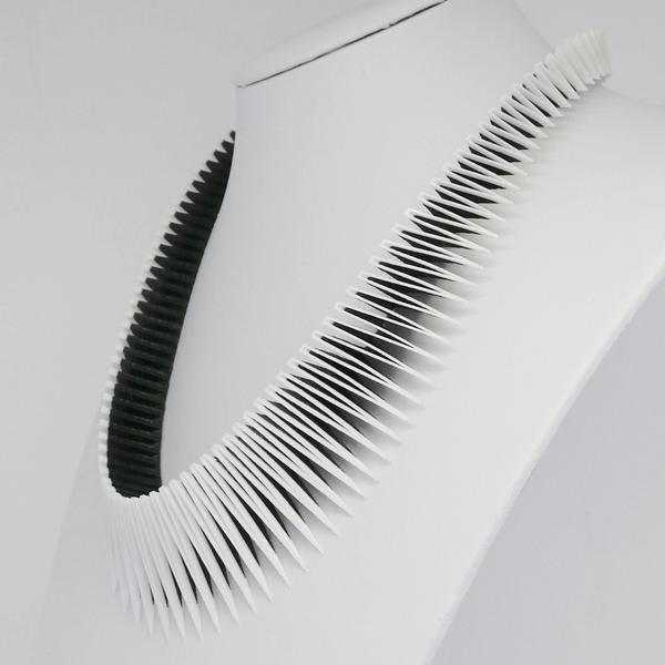 Serpent Necklace White on Black by Rentaro Nishimura