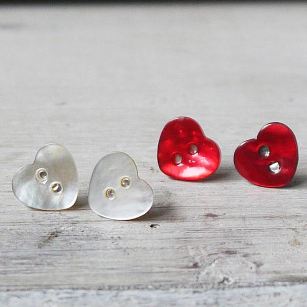 Amanda Jane heart mother of Pearl Earrings red silver