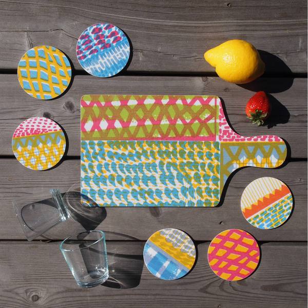 Aurala complete coaster set and chopping board collection by Jonna Saarinen