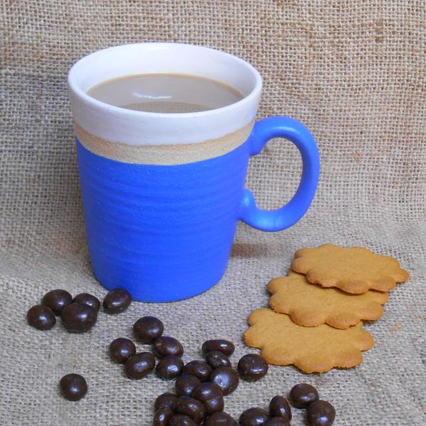 Blue Velvet Mug by Lesley Mc Shea, Stoneware blue