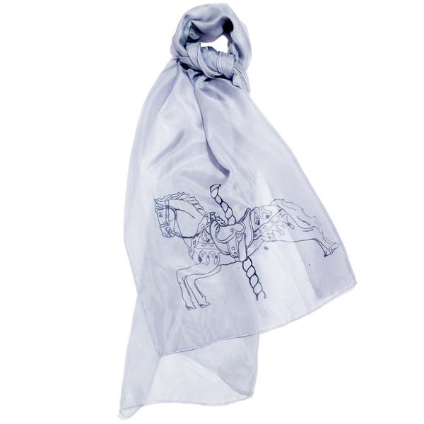 Carousel Horse Scarf blue by Amanda Jane