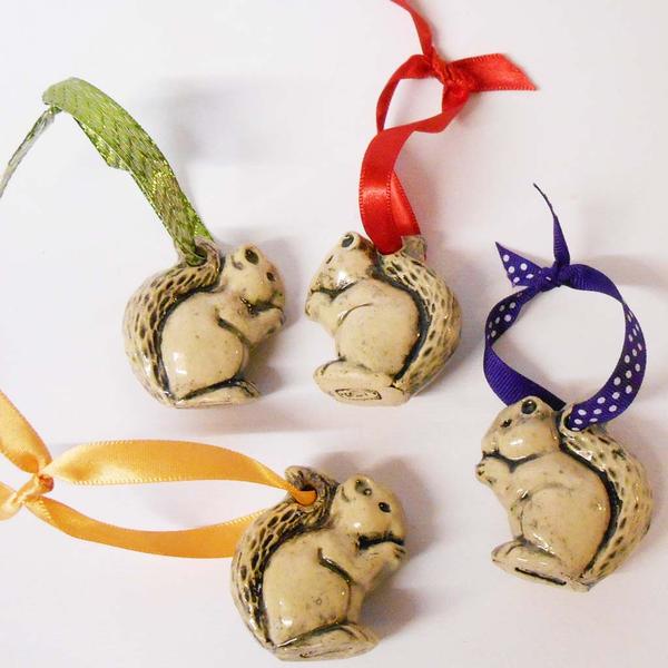 Squirrel 3D Tree decoration, ceramic, Lesley McShea