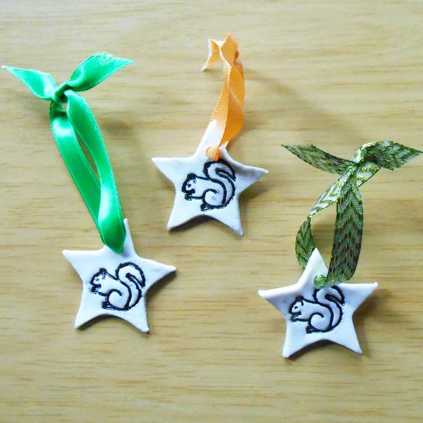 Porcelain Star Squirrel Tree Decorations by Lesley McShea