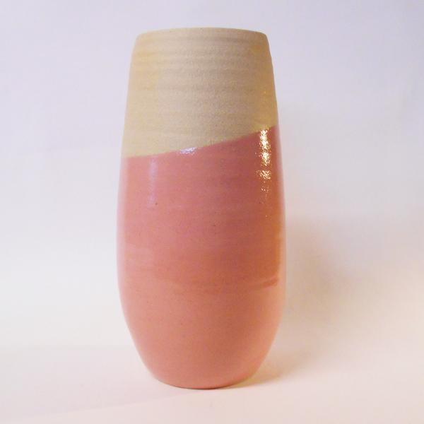"Striped" Stoneware Vase in Orange or Pink