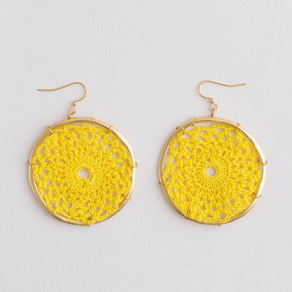 Dreamcatcher earrings yellow and gold by Vintage Rose