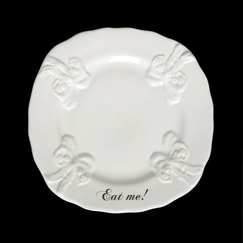 Blaue Blume "Eat Me" Cake Plate with Black or 9k Gold Wording