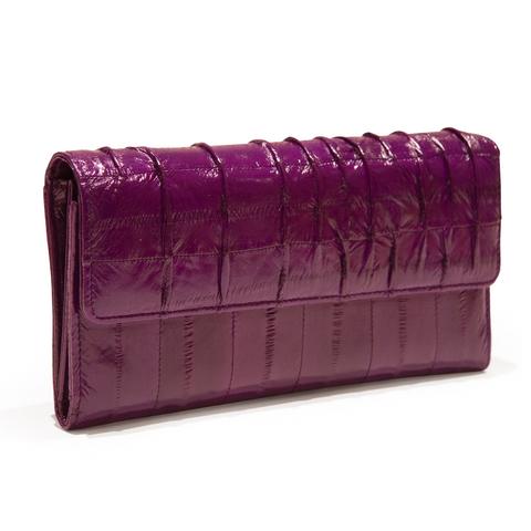 Eel Skin Pin Tuck Long Purse