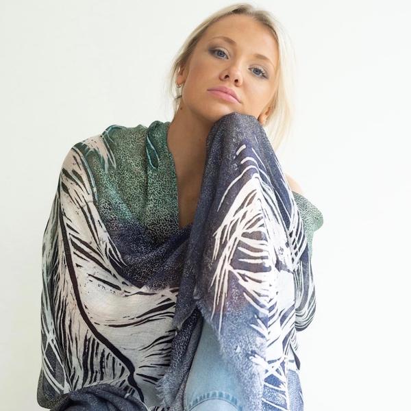 Feather Long Cashmere Wrap by RubyKite