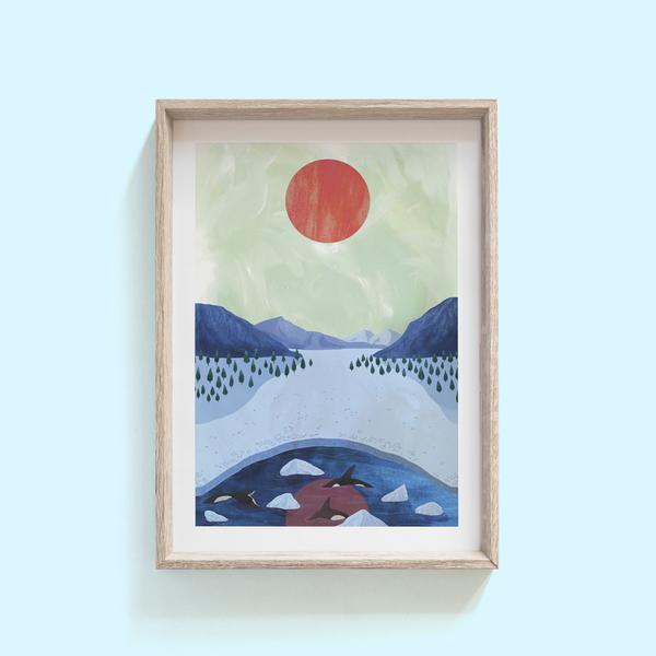 Hello Grimes Orcas Print