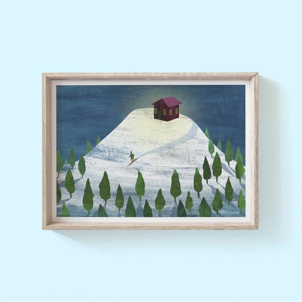 Hello Grimes Skiing Print