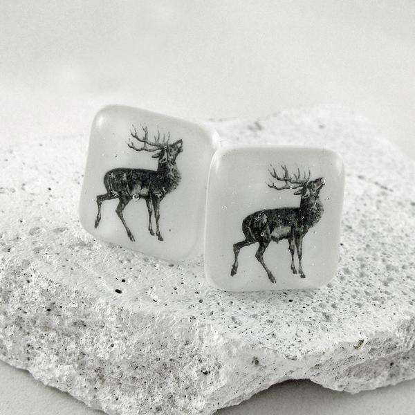 Stag Glass Cufflinks by Georgina Griffiths Glass