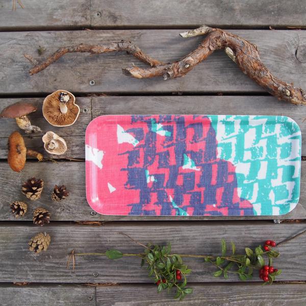 Choppy Cocktail Tray in Pink & Green by Jonna Saarinen