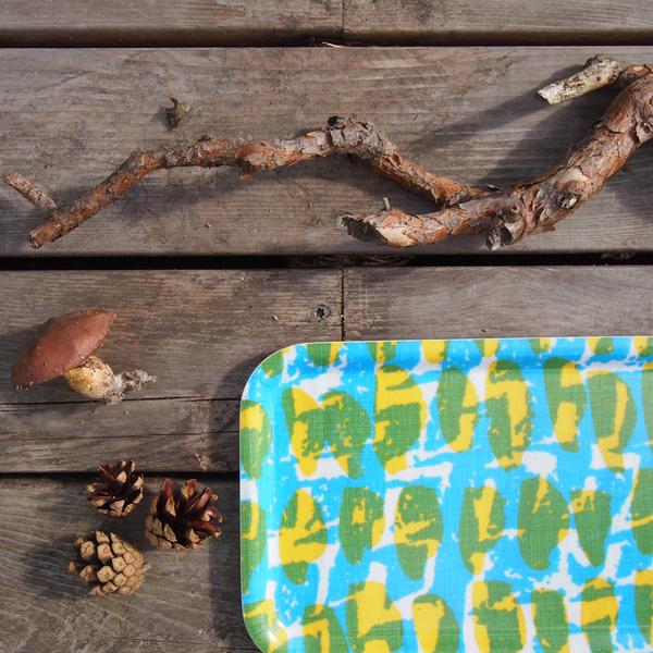 Choppy Cocktail Tray in Yellow & Blue by Jonna Saarinen