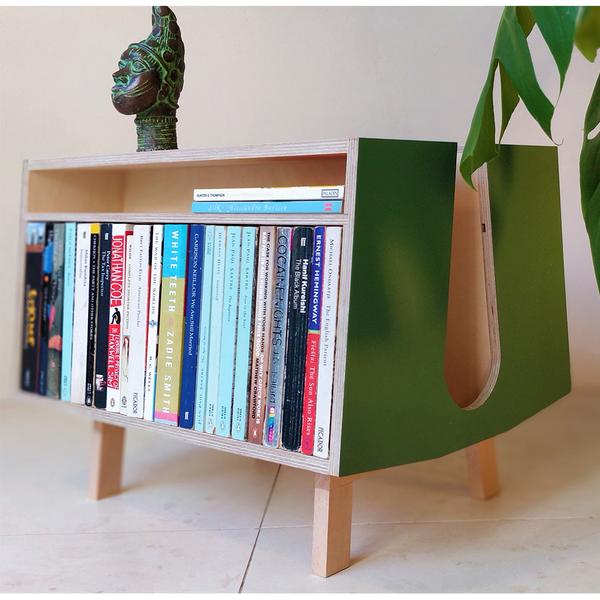 Bauhaus mini-modern book case in green by Parametre wood