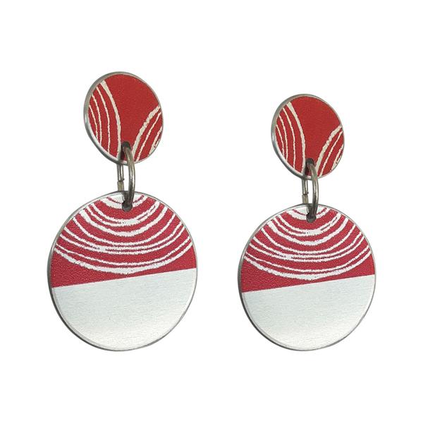 Red Aluminium Suffragist Earrings by Sally Lees