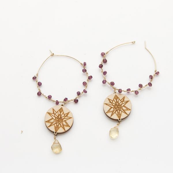 Activation Grid Earrings by Cosmic Union. Gemstones