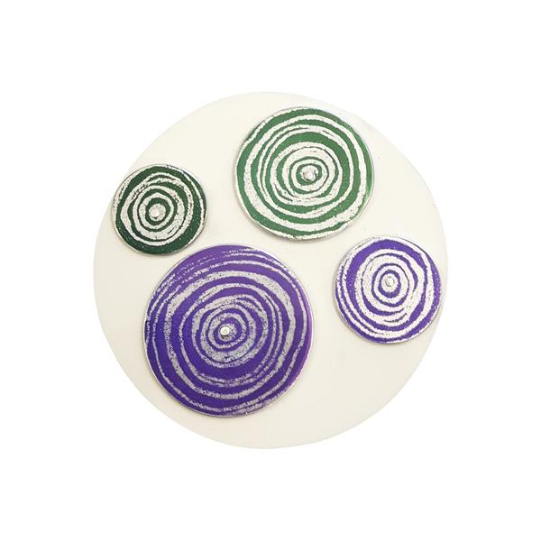 Aluminium Women's Suffrage Brooch by Sally Lees green purple