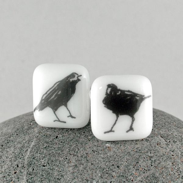 Crow Glass Cufflinks by Georgina Griffiths Glass