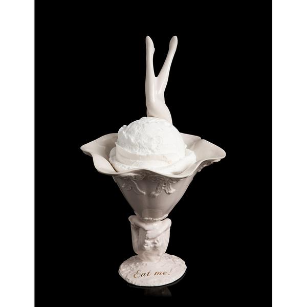 Ice Cream Bowl Blaue Blume with Spoon in neutral shoes by Undergrowth Design