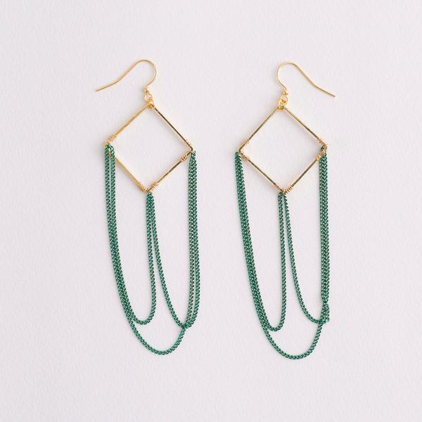 Isadore Earrings gold and green by Vintage Rose