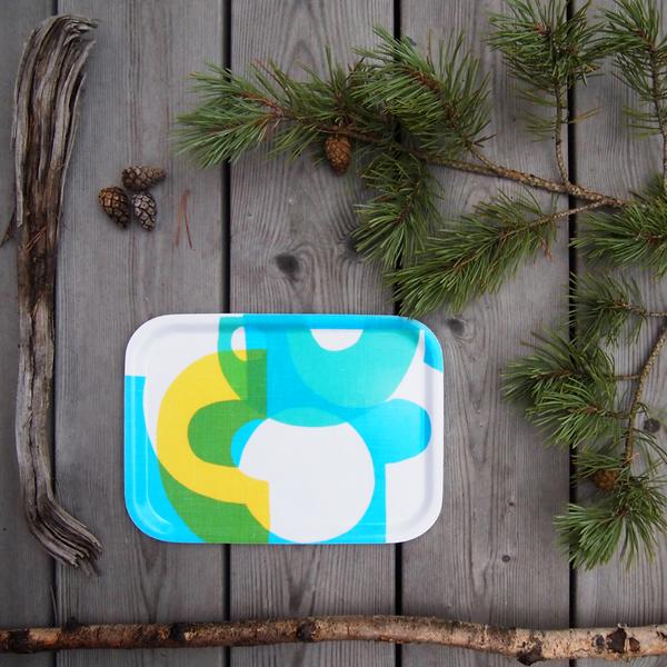 Birchwood Breakfast Tray in Blue and Yellow by Jonna Saarinen
