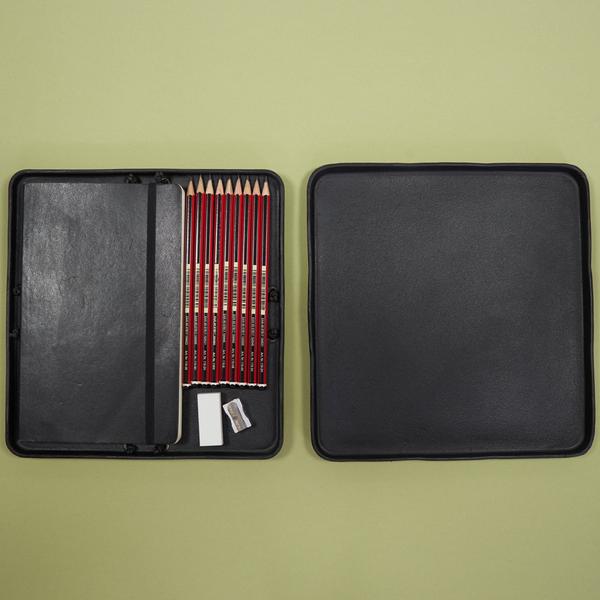 Large Leather Pencil Sketchbook Art Case by Artraveller