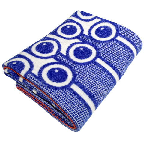 English Breakfast Woven Lambswool Blanket - Blue Blueberries Pattern