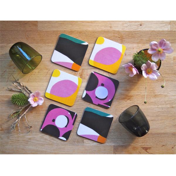 Lunaari Mixed Colours Cork Coasters - set of Six by Jonna Saarinen