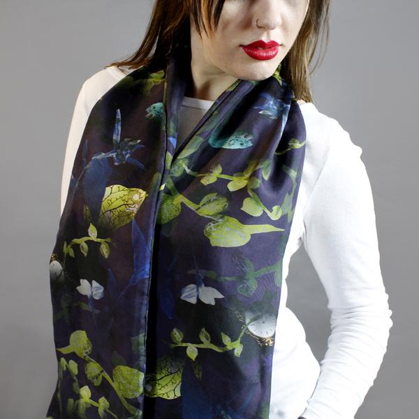 Forest Undergrowth Silk Scarf by Terrarium