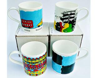 Set of four mugs by Hidden Art