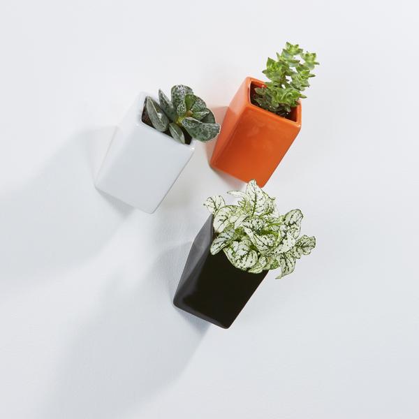 Off the Wall Pots by Thelermont Hupton. Two sizes. Black, White and Orange
