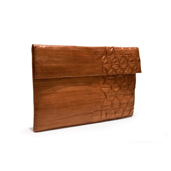 Eel Skin Pin Tuck Oversize Folded Clutch by Heidi Mottram