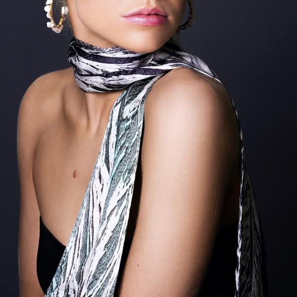 Feather Skinny Silk Scarf by RubyKite