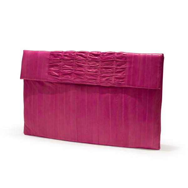 Eel Skin Oversize Ruched Clutch by Heidi Mottram