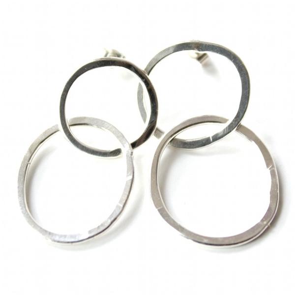 Silver Double Hoop earrings by Little Object