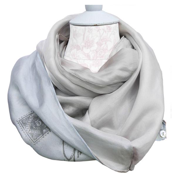 Luxury Silk Slouch Scarf blue and grey by Amanda Jane