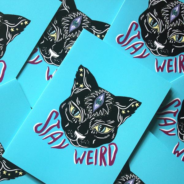 Stay Weird Greeting Card by Roxane Dewar Illustration