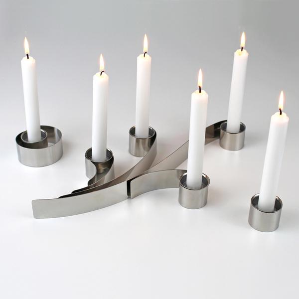 Swirl Tealight Holder, set of 6 by Headsprung. Chrome