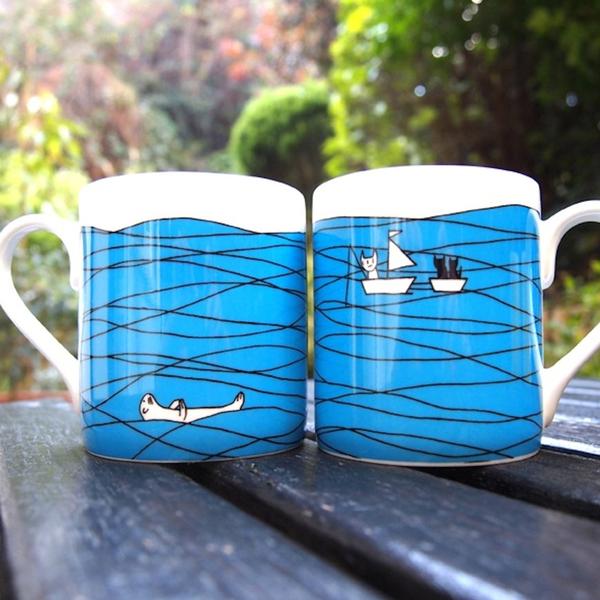 Takae Mizutani - Hidden Message Fine Bone China Cup - Blue