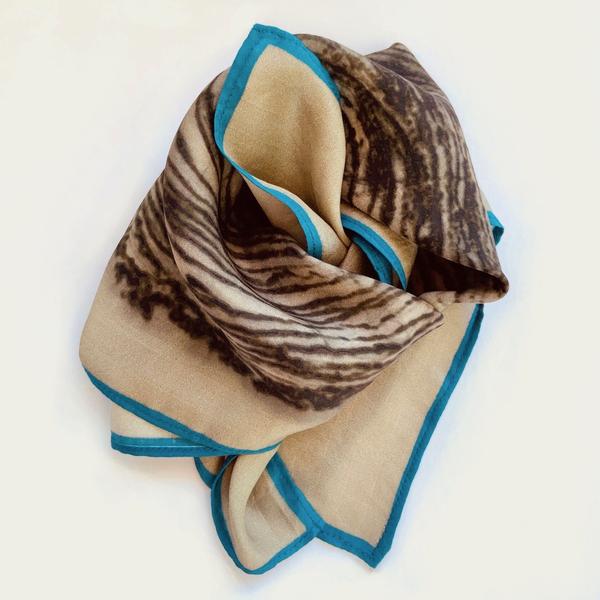 Tree Silk Pocket Square by RubyKite, Yellow, Blue, Orange