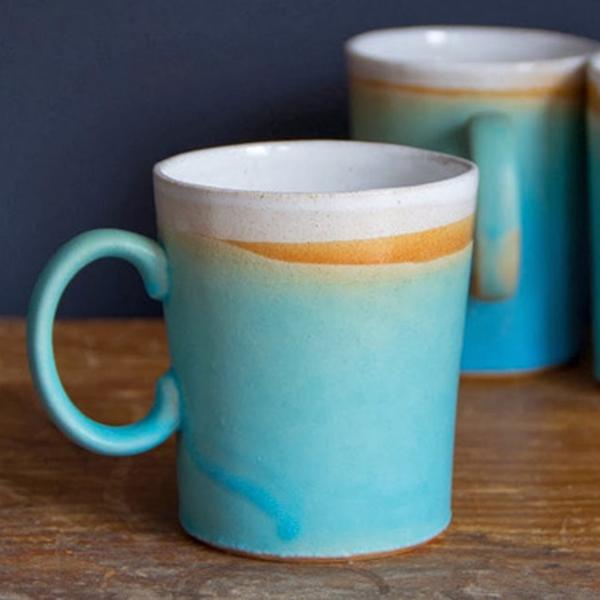 Turquoise Cast Mug by Lesley McShea stoneware