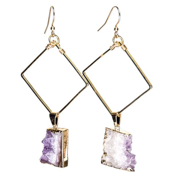 Amethyst Diamond Gold Earrings by Tiana Jewel London