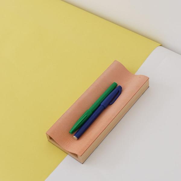 Reclaimed Leather and Beech Wood Desk Tidy in Pink by Andrew Cunningham, EastDesign