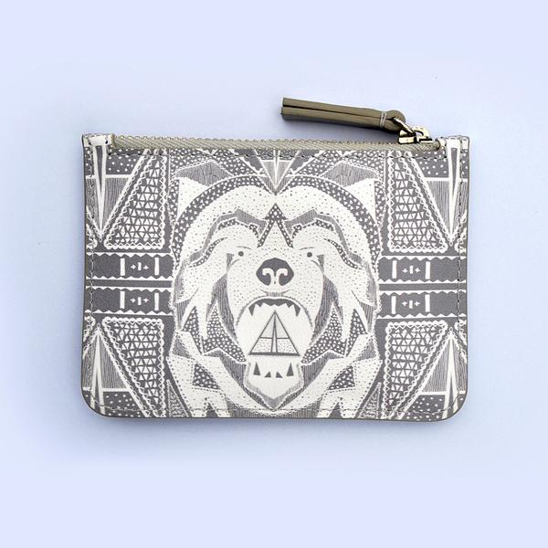 Bear Print Purse by Few London in grey