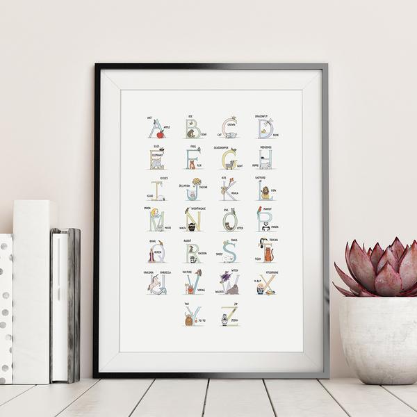 Children's Alphabet Print by Baldy and the Fidget