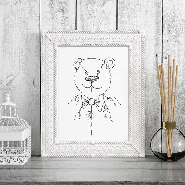 Line Bear Print by Baldy and The Fidget