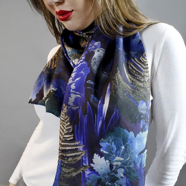 Woodland Undergrowth Silk Scarf by Terrarium