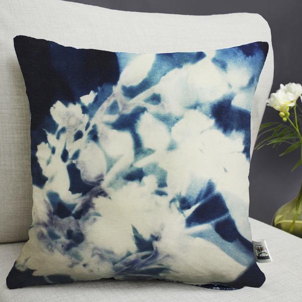Floral Cyanotype Cushion by Terrarium
